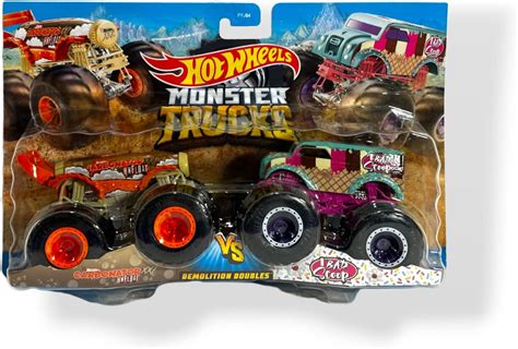 Amazon Hot Wheels Monster Trucks Carbonator Vs 1 Bad Scoop Demolition Double Toys Games