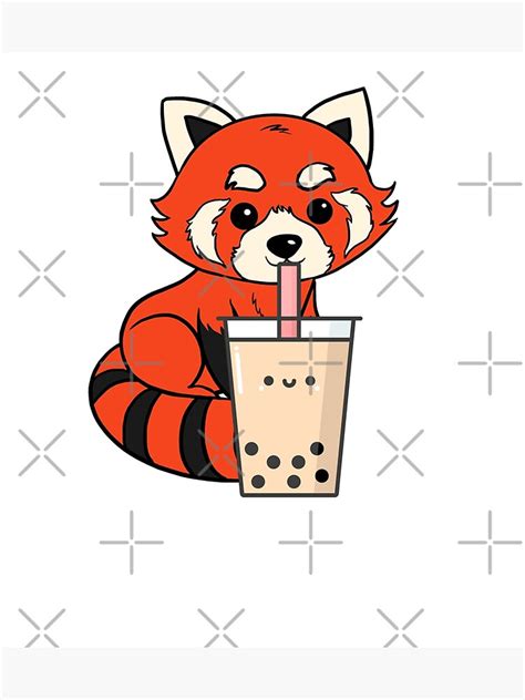 Red Panda Drinking Boba Tea Poster For Sale By Davido210 Redbubble