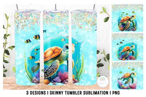 Sea Turtle Tumbler Sublimation Wrap Graphic By Rainbowtown Creative