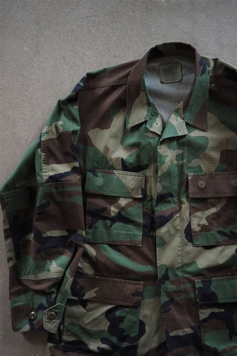 Vintage Us Army Woodland Camo Bdu Shirt Jacket Medi… Gem