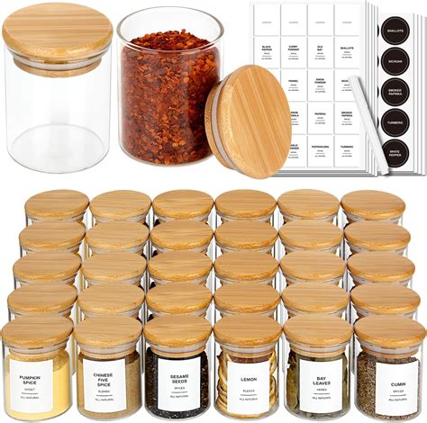 Amazon JuneHeart 32 PCS Glass Spice Jars With Bamboo Lids And 194