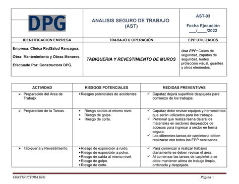 AST Tabiqueria Y Revestimiento De Muros ANALISIS SEGURO DE TRABAJO