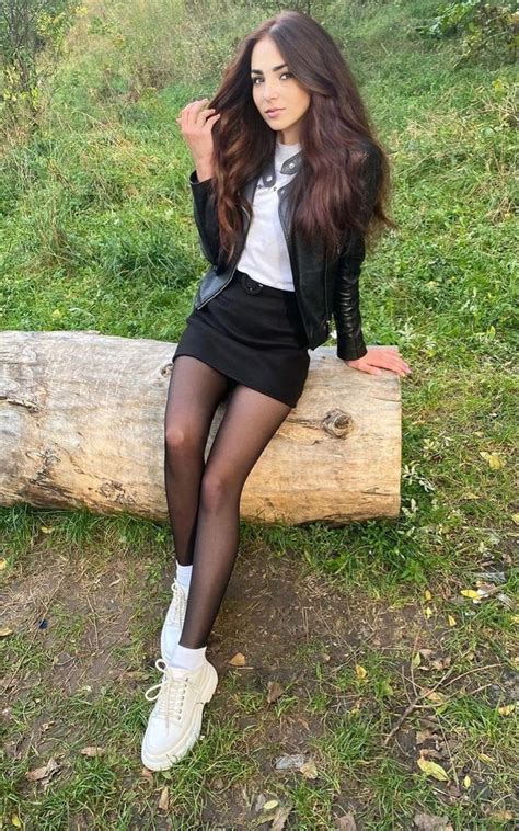 Nylonuniverse Black Mini Skirt Outfit Dress With Tights And Sneakers Really Cute Outfits