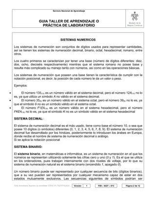 Guia Taller No Unidades Y Sistemas Numericos Pdf