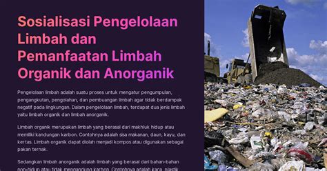 Sosialisasi Pengelolaan Limbah Dan Pemanfaatan Limbah Organik Dan Anorganik