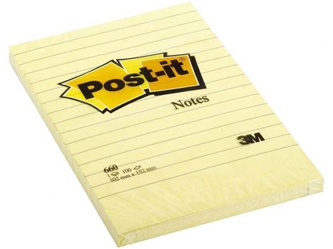 Bloco De Notas Adesivas Post It Pautadas Amarelo Pastel Pack X