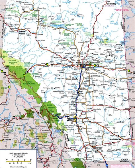 Free Road Map Of Alberta Province Canada Detailed Large Scale With Cities