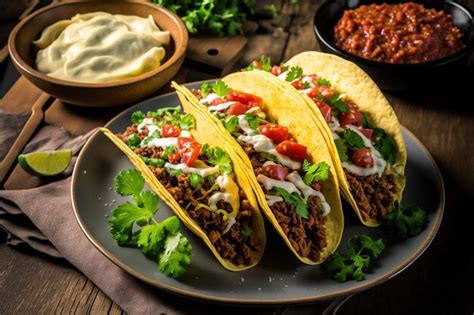 A Culin Ria Mexicana Inclui Saborosos Tacos Carne Mo Da Foto Premium