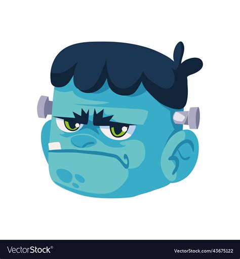 Halloween Frankenstein Face Character Royalty Free Vector