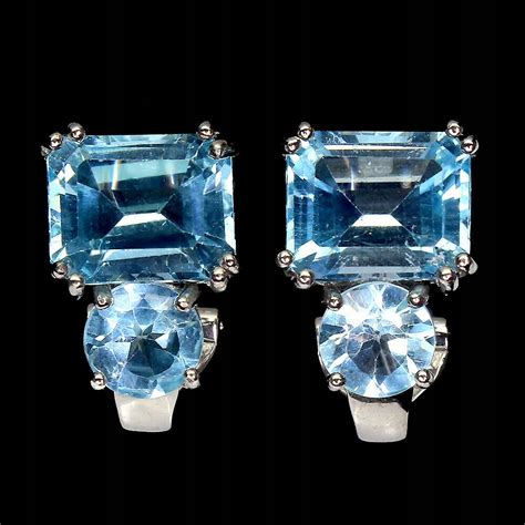 Srebrne Kolczyki Naturalne Sky Blue Topazy Pi Kne Songea Gems