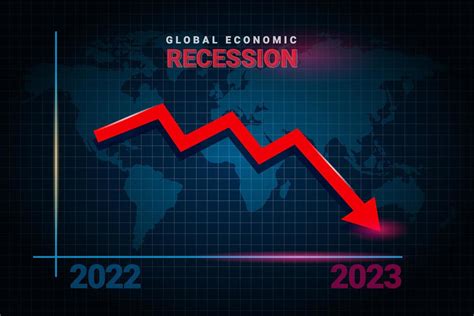 2023 Economy Recession Global Business Downfall With Falling Arrow And World Map Money Losing