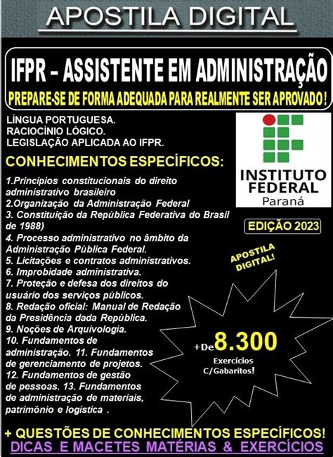 Apostila Ifpr Assistente Em Administra O Teoria Exerc Cios