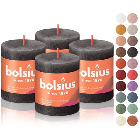 Bolsius Stormy Grey Black Rustic Pillar Candles X