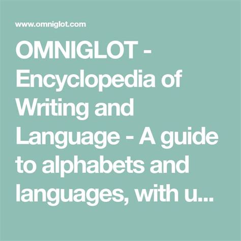 OMNIGLOT Encyclopedia Of Writing And Language A Guide To Alphabets