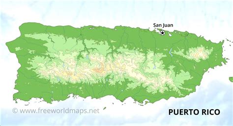 Puerto Rico Physical Map, physical features of Puerto Rico ...