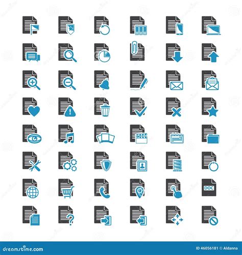 Vector Los Iconos Azules Y Negros Grandes Del Fichero De Documento Del