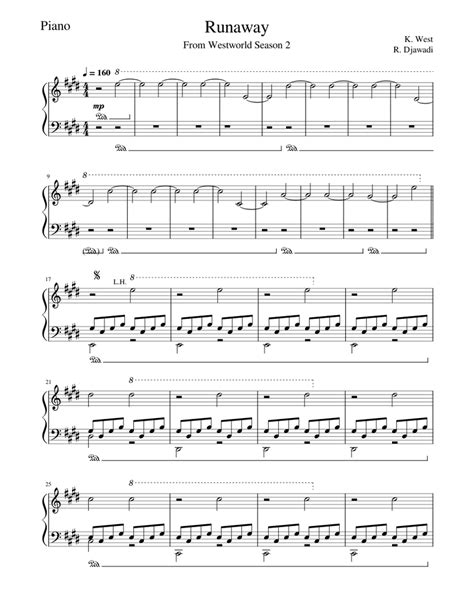 Runaway Kanye West Sheet Music For Piano Solo