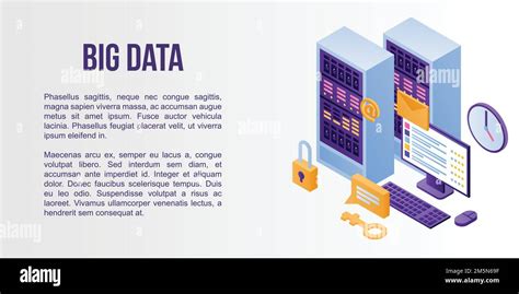 Big Data Concept Banner Isometric Illustration Of Big Data Vector Concept Banner For Web Design