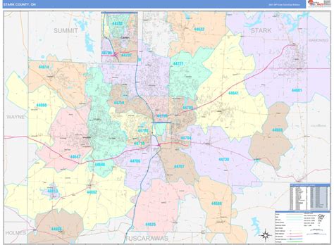 Stark County Oh Wall Map Color Cast Style By Marketmaps Mapsales Maps