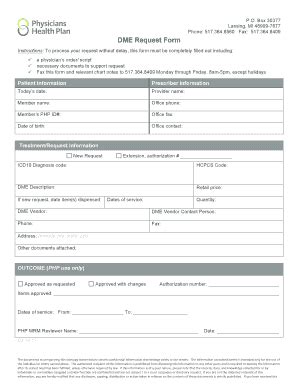 Fillable Online Dme Request Form Docm Fax Email Print