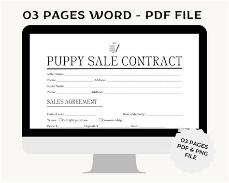 Editable Puppy Sales Contract Pritable Puppy Deposit Contract Puppy