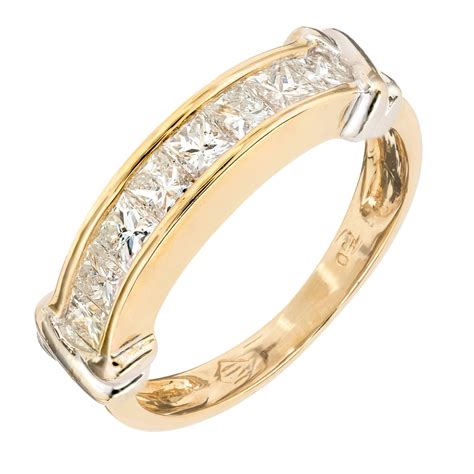 Princess Cut Channel Set Diamond Gold Wedding Band For Sale At Stdibs