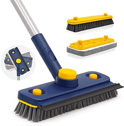 Grout Brush With Long Handle In Floor Scrub Brush With Squeegee