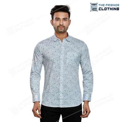 Party Wear Sattin Cotton Gents Printed Shirt White Printed Full