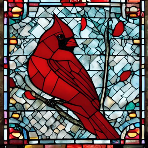 Beautiful Red Cardinal Stained Glass Portrait · Creative Fabrica