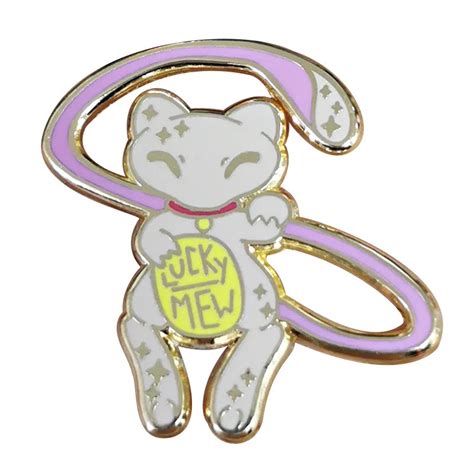 Cute Lucky Mew Hard Enamel Pin Kawaii Cat Pastel Brooch Anime Pokemon