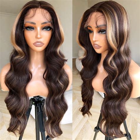 Amazon BlackSwern Honey Blonde Ombre Lace Front Wig Body Wave