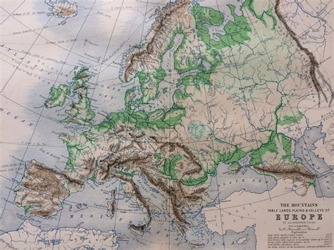 Physical Map Of Europe Mountains