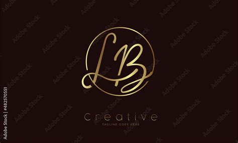 Initial LB Logo Hand Drawn Letter LB In Circle With Gold Colour