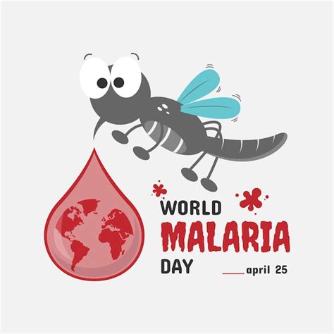 Dia mundial da malária um mosquito bonito e uma gota de sangue