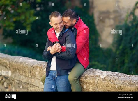 Gay Couple In A Romantic Moment In A Beautiful Place Near The River Homosexual Relationship