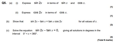 Solved Q5 A I Express Sin2x In Terms Of Sinx And Cosx