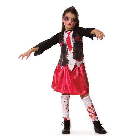 Fantasia De Halloween Infantil Feminina Estudante Zumbi The Walking