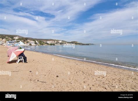 Sunshades on the beach of annaba hi-res stock photography and images ...