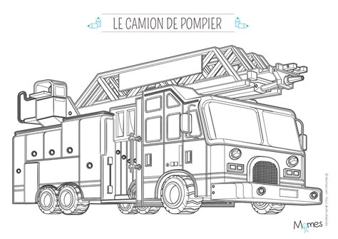 Coloriage Camion Pompier Grande Echelle 30000 Collections De Pages