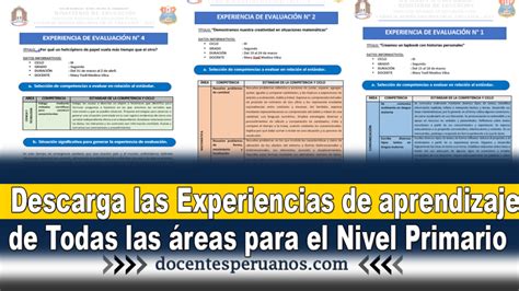 Experiencias De Aprendizaje De Todas Las Reas Para El Nivel Primario