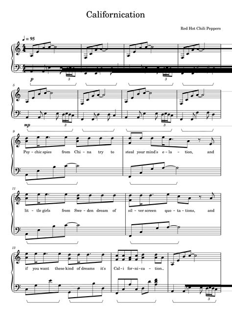 Partitura De Red Hot Chili Peppers