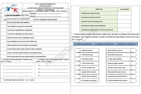 S N F Nsan Haklar D Nem Yaz L Sorular Klasik Test Hangisoru