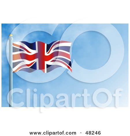 Waving Union Jack Flag Against A Blue Sky Posters, Art Prints by ...