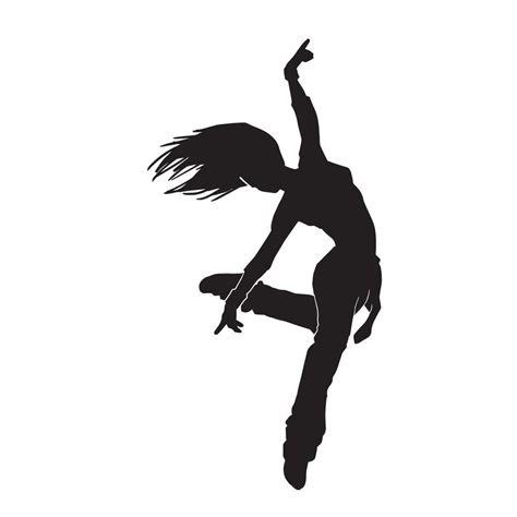 Female Hip Hop Dancer Woman Street Break Dance Vector Silhouette On