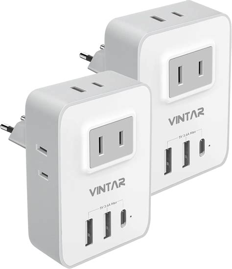 Pack European Travel Plug Adapter Vintar Canada Us To Europe Power