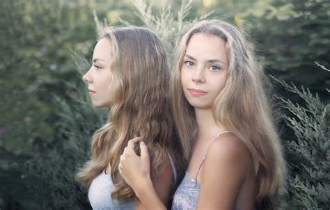 Wallpaper Summer Blonde Twins Sisters Oksana Vedmedenko For Mobile And Desktop Section
