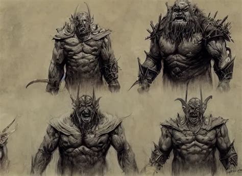 Feral Orc Chieftain Charector Concept Sheet Stable Diffusion OpenArt