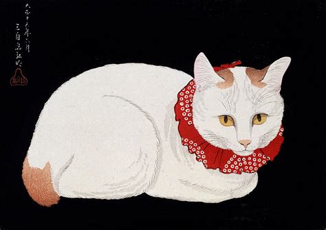 White Cat Japanese Art Painting By Unknown Fine Art America