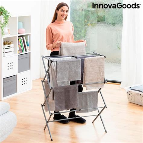 InnovaGoods Tendedero Vertical Metálico Plegable y Extensible con 3