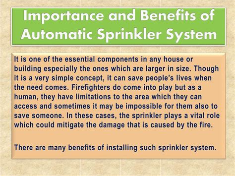 Ppt The Need Importance And Benefits Of Automatic Sprinkler System